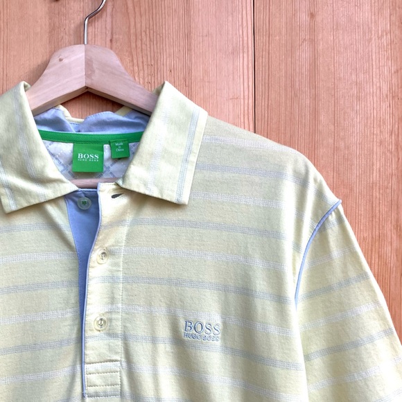 Hugo Boss Polo Lemon Yellow Shirt Sz Large FREE SHIPPING - Picture 4 of 7